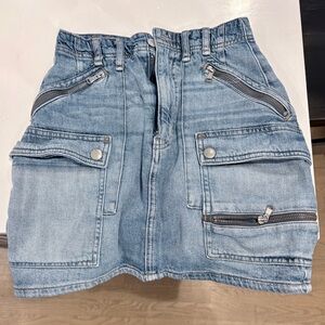 We The Free Light Blue Denim Mini Skirt